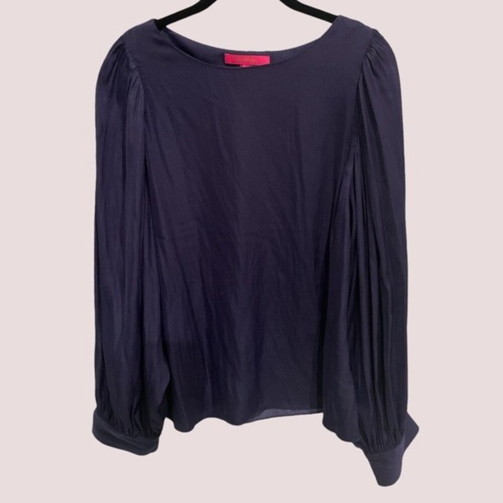 Lilly Pulitzer Navy Balloon Sleeve Blouse SZ M EUC